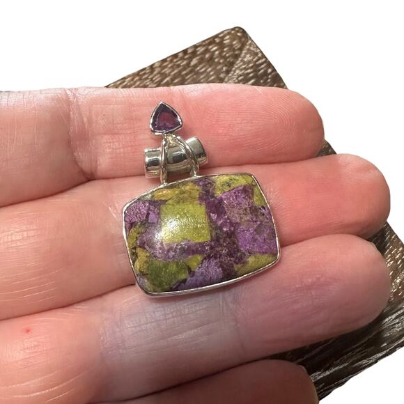 925 Sterling Silver Atlantis & Amethyst Pendant-Natural Gemstone - Picture 5 of 7